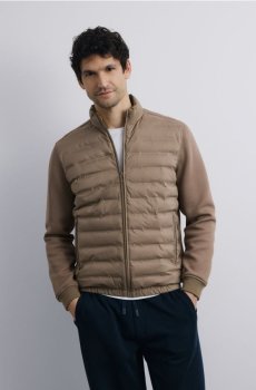 Reserved - Бомбер куртка з коміром-стійкою - бежевий - 470HM-80X