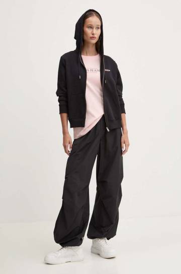 Кофта Guess Jeans женская цвет чёрный с капюшоном с принтом W4YQ13 KC811 Кофта Guess Jeans женская цвет чёрный с капюшоном с принтом W4YQ13 KC811