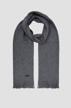 Мужской серый шерстяной шарф Серый ONESIZE BOSS 50495340;030