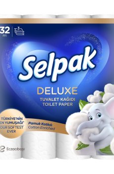 Туалетная бумага Selpak Deluxe белая, 3-слойная, 130 отрывов, 32 рулона