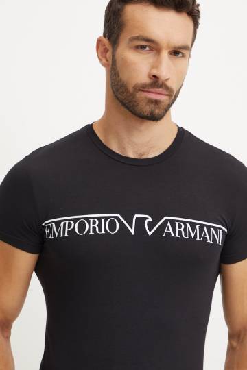 Футболка лаунж Emporio Armani Underwear цвет чёрный с принтом 111035 4F516 Футболка лаунж Emporio Armani Underwear цвет чёрный с принтом 111035 4F516