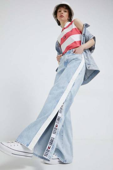 Хлопковый топ Tommy Jeans цвет розовый Хлопковый топ Tommy Jeans цвет розовый
