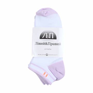 Набор носков женских Лівий&Правий 120, классические, 03 белые/03 бело-сиреневые, размер 36-40, 4 пары Набор носков женских Лівий&Правий 120, классические, 03 белые/03 бело-сиреневые, размер 36-40, 4 пары