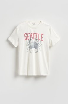 Reserved - Футболка вільного крою з принтом - кремовий - 476IW-01X