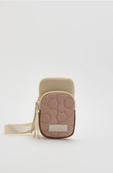 Reserved - Сумка на пасок із комбінованих матеріалів - бежевий - 986IQ-08X