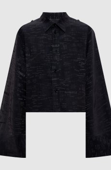 Черная укороченная блузка в узоре