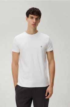 Reserved - Бавовняна футболка в обтяжку - кремовий - WC996-01X