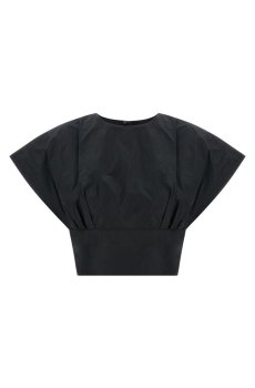 Pinko Black Round Neck Cropped Top