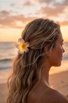 Заколка для волосся у формі квітки - кремовий