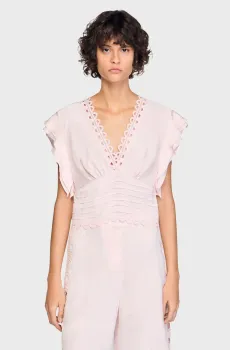 Женский розовый топ Розовый XS Sandro SFPTO00921_Pink