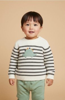 Смугастий джемпер із бавовни - кремовий