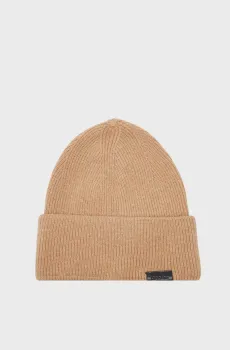 Мужская бежевая шерстяная шапка LEATHER PATCH DOCKER BEANIE Бежевый ONESIZE Calvin Klein K50K510978