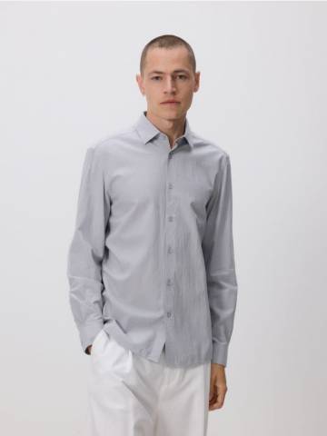 Reserved - Приталена сорочка з єгипетської бавовни - світло-сірий - 749EH-09X
