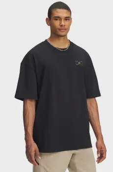 Мужская черная футболка UA HWT WOVEN LABEL SS Черный M Under Armour 6005668-001