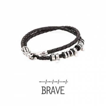 Кожаный браслет Morza Kraken Brave (Смелый) со вставками из серебра K0103-B14 Кожаный браслет Morza Kraken Brave (Смелый) со вставками из серебра K0103-B14