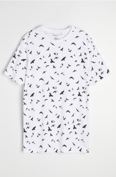 Бавовняна футболка з принтом із пташиним мотивом - білий