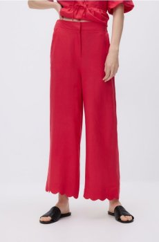 Reserved - Штани з високим вмістом льону - червоний - 931JJ-33X