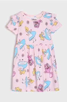 Бавовняна сукня з трикотажу Alice in Wonderland - пастельний рожевий