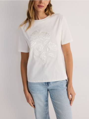 Reserved - LADIES` T-SHIRT - білий - 838DJ-00X Reserved - LADIES` T-SHIRT - білий - 838DJ-00X