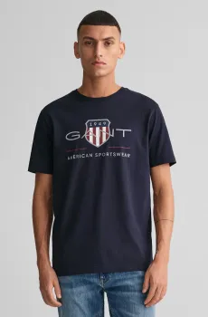 Мужская темно-синяя футболка REG ARCHIVE SHIELD SS Синий 3XL Gant 2003199