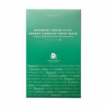 Увлажняющая маска для лица Axis-Y Mugwort Green Vital Energy Complex Sheet Mask, 27 мл Увлажняющая маска для лица Axis-Y Mugwort Green Vital Energy Complex Sheet Mask, 27 мл