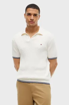 Мужское белое поло CABLE KNITTED Белый L Tommy Hilfiger MW0MW40701