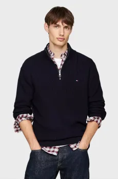 Мужская темно-синяя кофта STRUCTURE ZIP MOCK Синий XXL Tommy Hilfiger MW0MW36527