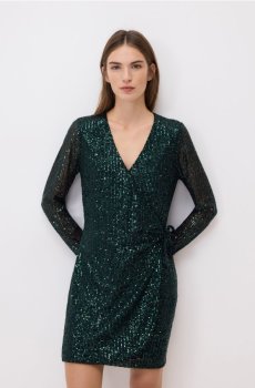 Reserved - Міні-сукня з блискітками - зелений - 120GP-77X