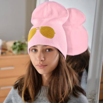 Шапки Lemanta Шапка для дівчаток рожева (очки золото) Шапки Lemanta Шапка для дівчаток рожева (очки золото)