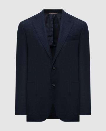 Синий пиджак из шерсти с нашивкой логотипа