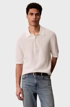 Мужское белое поло WAFFLE COLLARSWTR Белый XL Calvin Klein Jeans LV04RF316G
