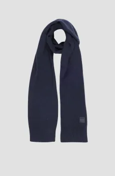 Мужской темно-синий шерстяной шарф Синий ONESIZE BOSS 50522445;404