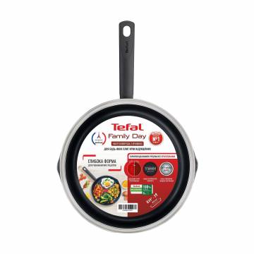 Сковорода Tefal Family Day черная, с крышкой, 24 см (B5660453UA)