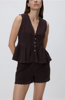 Reserved - Муслінові шорти - темно коричневий - UF714-89X