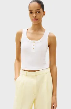 Женский белый топ SLIM HENLEY Белый L Tommy Hilfiger WW0WW43920