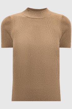 Коричневый топ SPEZIE в рубчик с люрексом