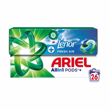 Капсулы для стирки ARIEL Pods+ All-in-1 Touch Of Lenor Fresh Air, 26 стирок, 26 шт Капсулы для стирки ARIEL Pods+ All-in-1 Touch Of Lenor Fresh Air, 26 стирок, 26 шт