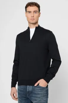 Мужская черная шерстяная кофта Черный S BOSS 50528300;001