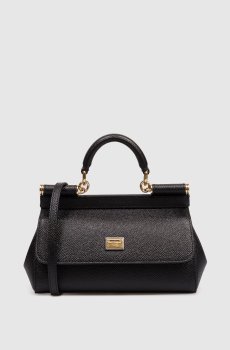 Черная кожаная сумка Sicily с пластиной логотипа