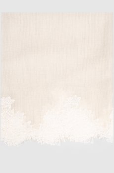 Белый палантин из кашемира с кружевом