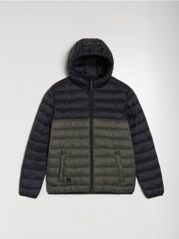 Квітована куртка puffer з капюшоном - хакі Квітована куртка puffer з капюшоном - хакі