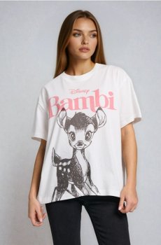 Бавовняна футболка з принтом Bambi - кремовий