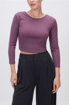 Reserved - Топ із рукавом 3/4 - темно-фіолетовий - 452HL-49X
