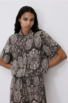 Reserved - Сорочка з тканини з високим вмістом віскози - темно коричневий - 388KU-89X