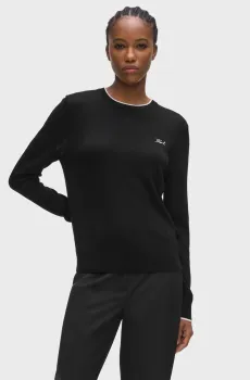 Женский черный шерстяной джемпер essential merino Черный XL Karl Lagerfeld B3W18037