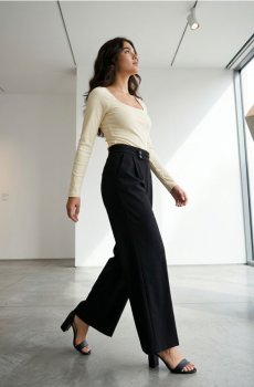 Рифлене футболка з довгими рукавами - світло-жовтий