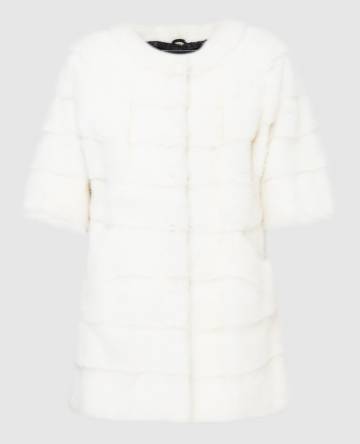 Белая шуба из норки