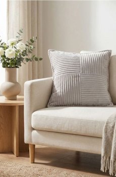 Декоративна подушка в рубчик - сірий