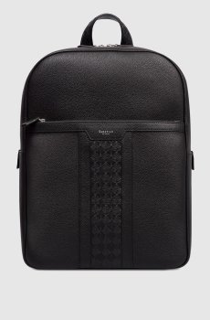 Черный кожаный рюкзак с плетением