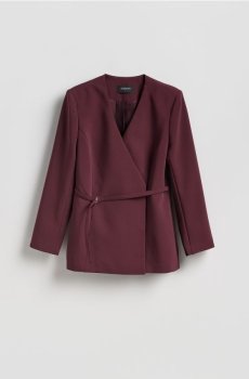 Reserved - Блейзер з поясом - бордовий - 741JC-53X